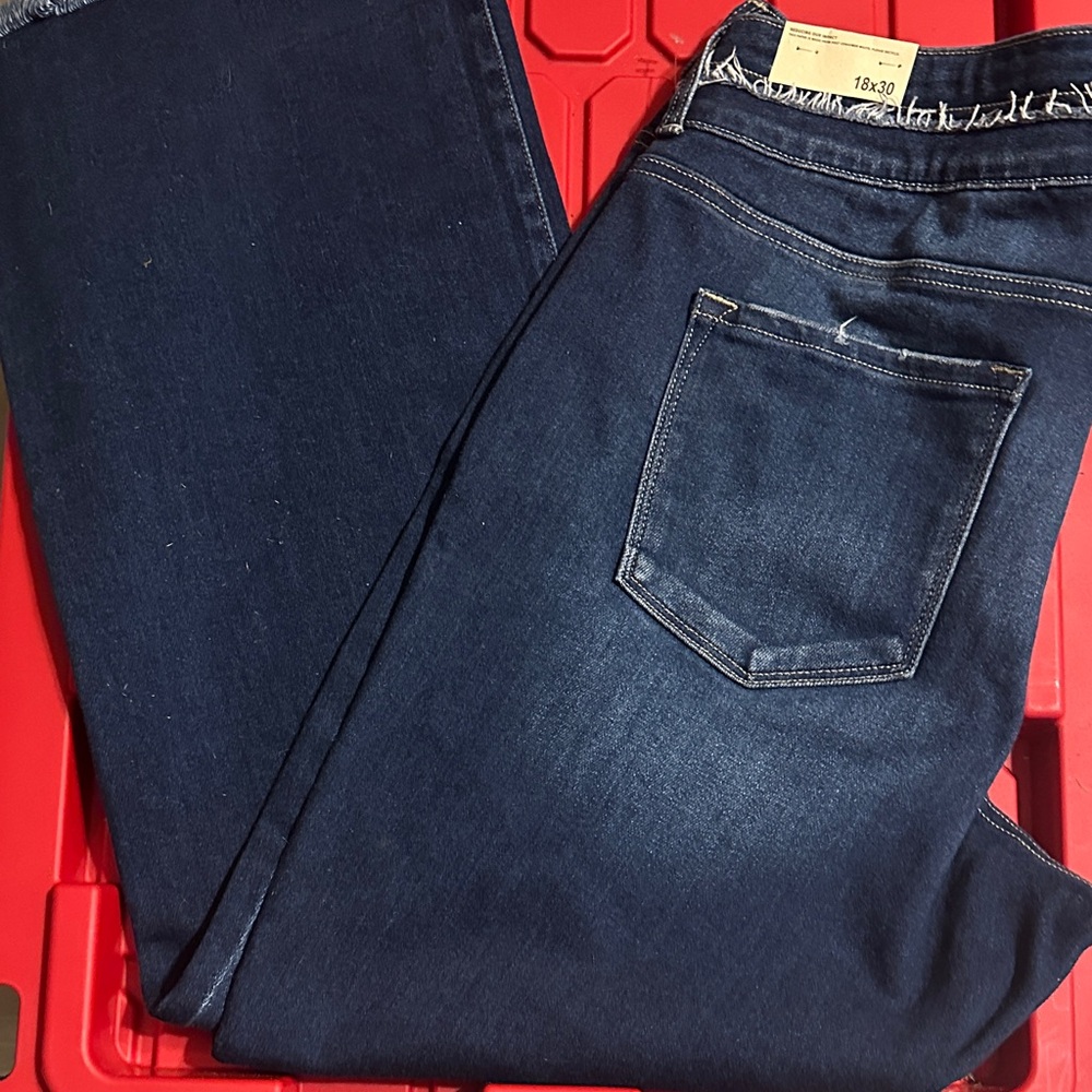 KanCan Dark Blue Boot Cut Jeans High Waist Double Button  18W